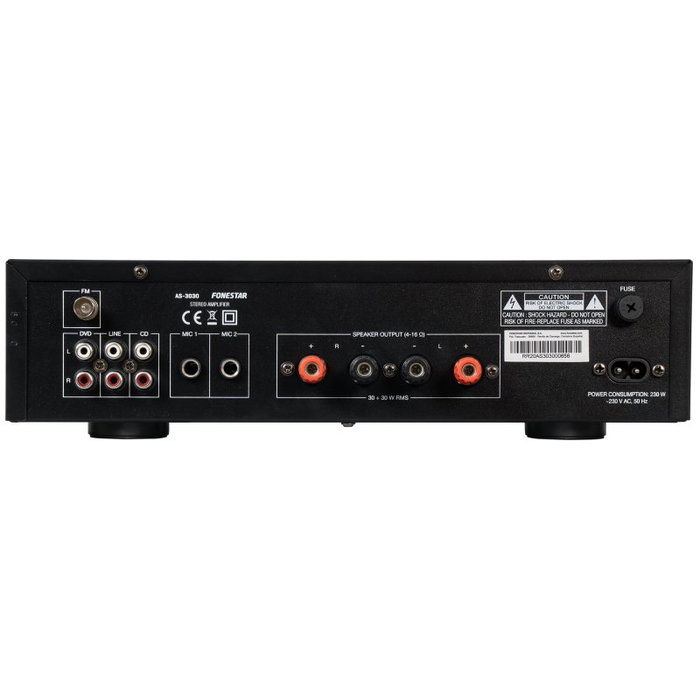 Fonestar AS-3030 Amplificador Estéreo HiFi con Bluetooth, Radio FM, USB, MP3, 30+30 W RMS